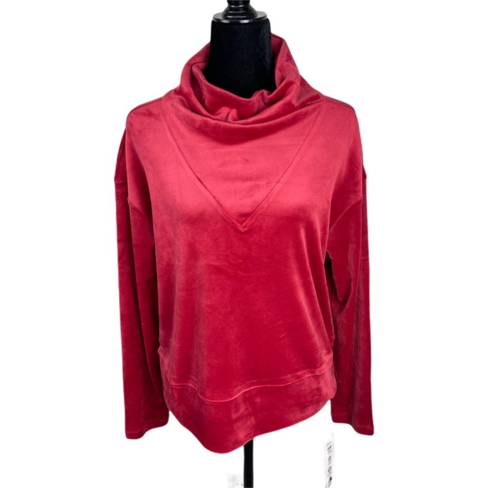 NWT RBX Red Velvet Velour Long Sleeve Mock Neck Active Jacket Sweater